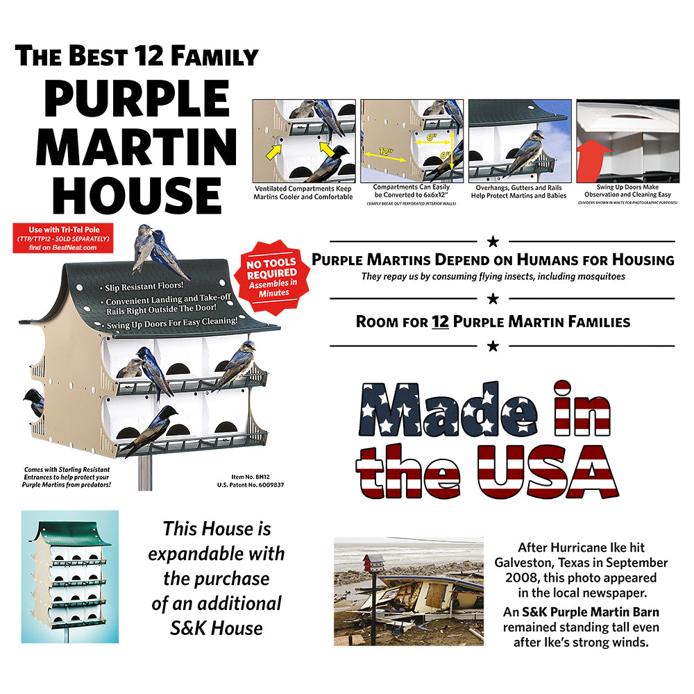 S&K Purple Martin Houses, Pack of 4
