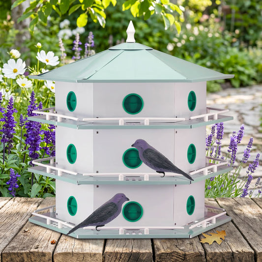 Heath 18-Room Deluxe Purple Martin House with Decoys