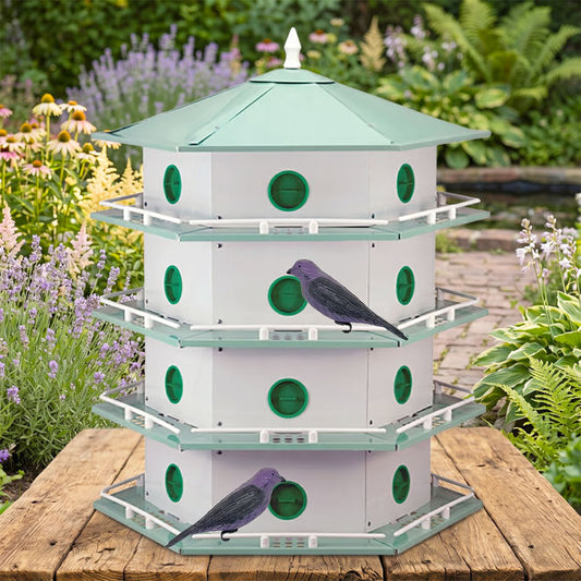 Heath 24-Room Deluxe Purple Martin House with Decoys