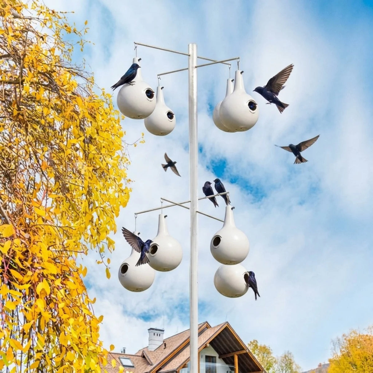 Heath Aluminum Gourd Pole for 8 Gourds, 4 Over 4