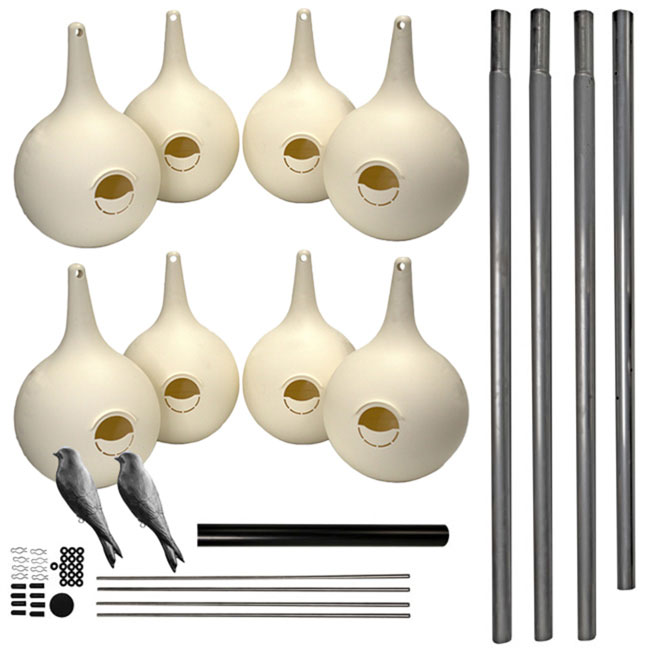 Two-Piece Martin Gourds and Pole, 4 Over 4, by Prime Retreat