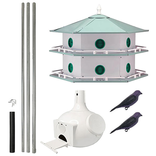 12-Room Deluxe Purple Martin House & Bo 11 Gourds Package