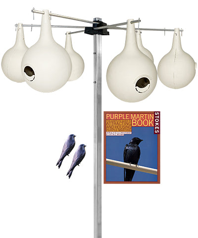 Purple Martin Gourds with Hanging Bracket and Pole Kit